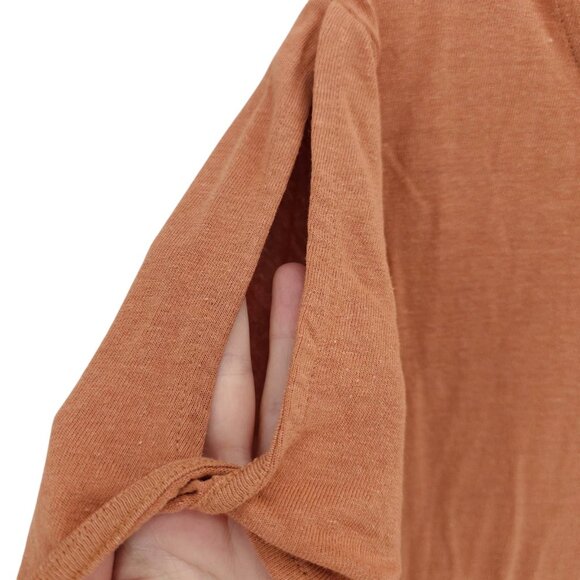 NWT J JILL Love Linen Blend Tee Cinnamon Brown Sleeve Cutout Size XL - Picture 3 of 6